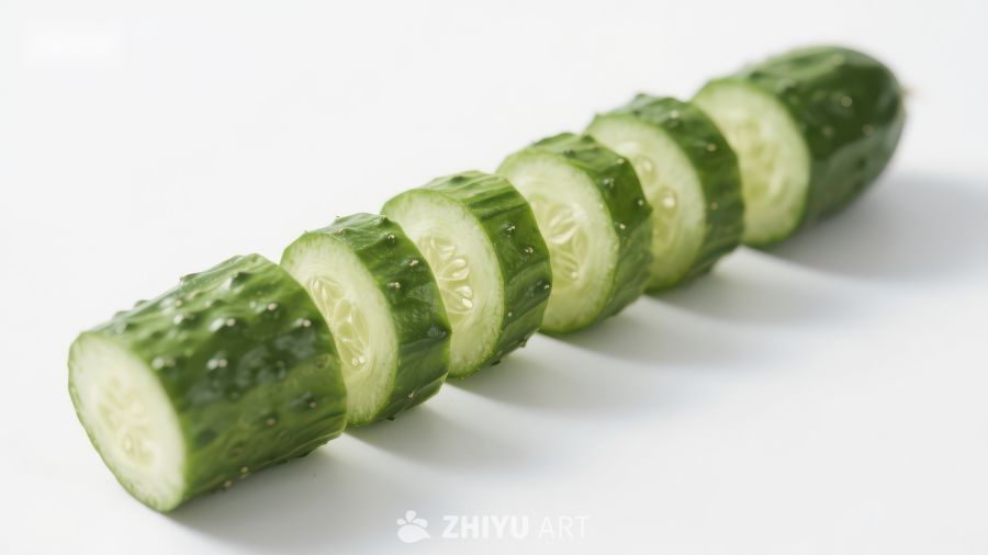 新鲜黄瓜切片排列