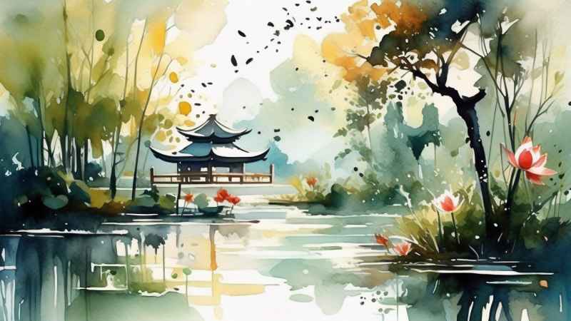 国风水墨山水画简约风格插画 47