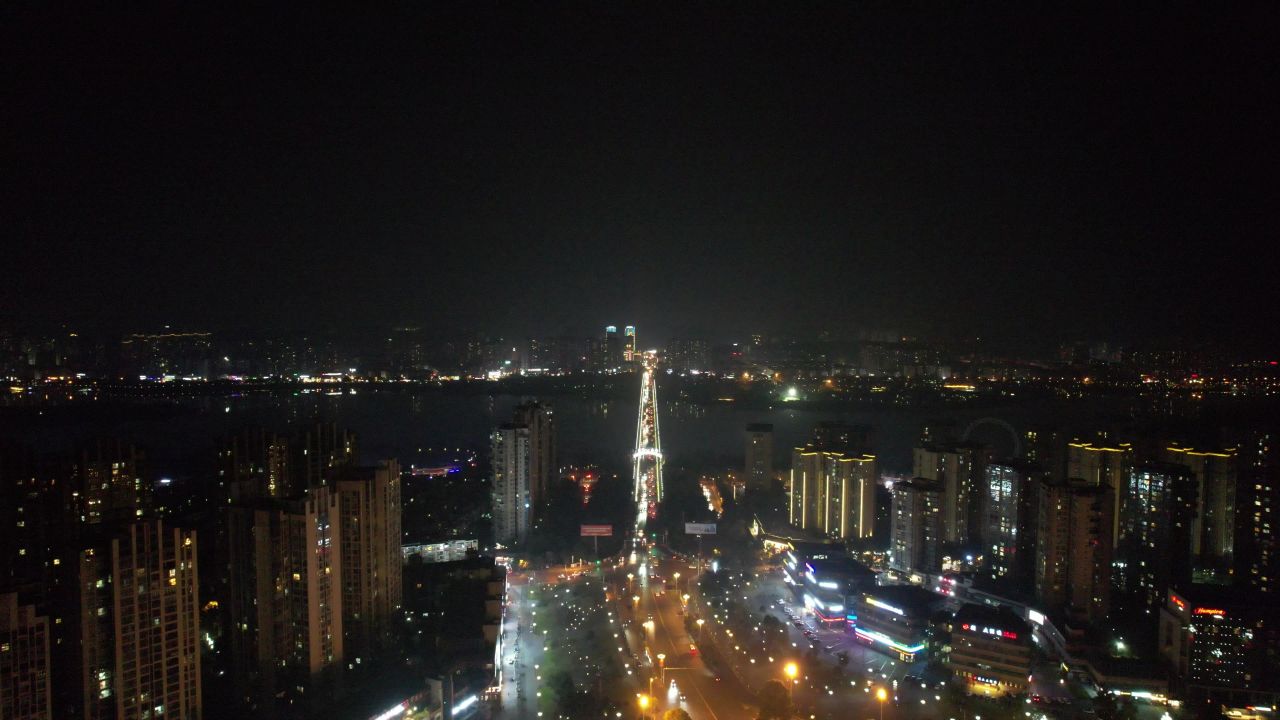 四川遂宁城市夜景灯光交通航拍