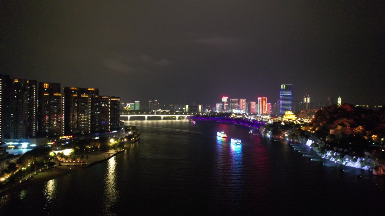 柳州夜景交桥梁航拍