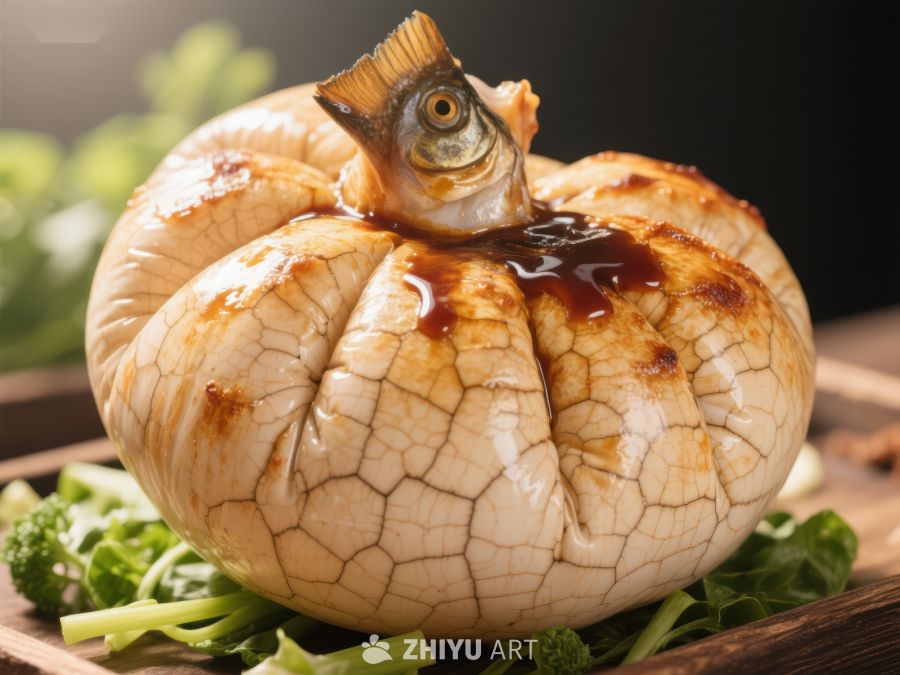 烤制鱼头南瓜美食