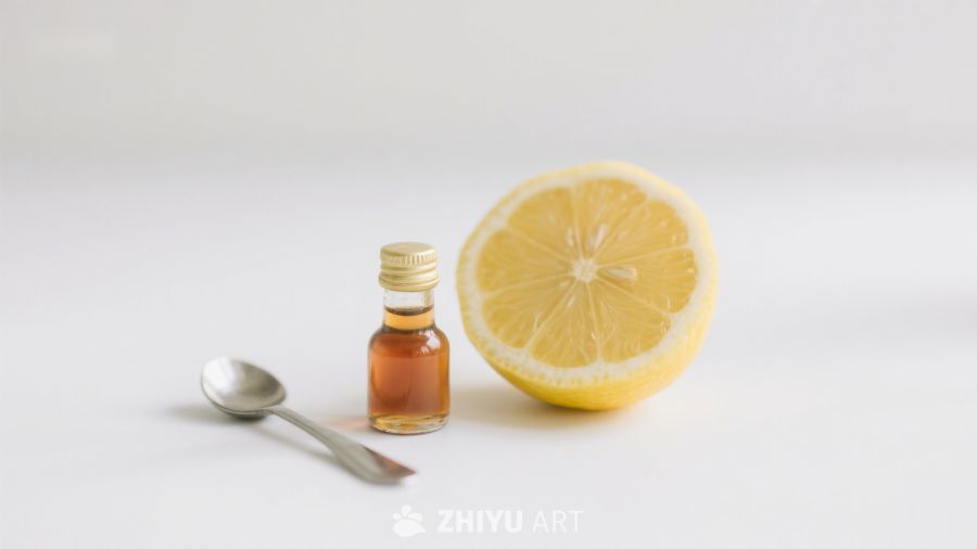 柠檬切片与蜂蜜瓶及勺子 227