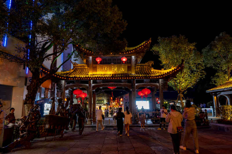 福建汀州古城夜景摄影图  