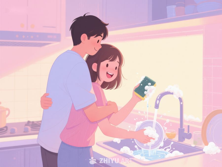 温馨厨房，亲子共洗碗 714