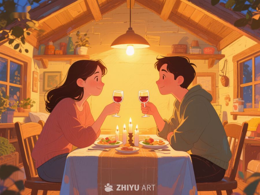 温馨晚餐，烛光下的浪漫时光 785