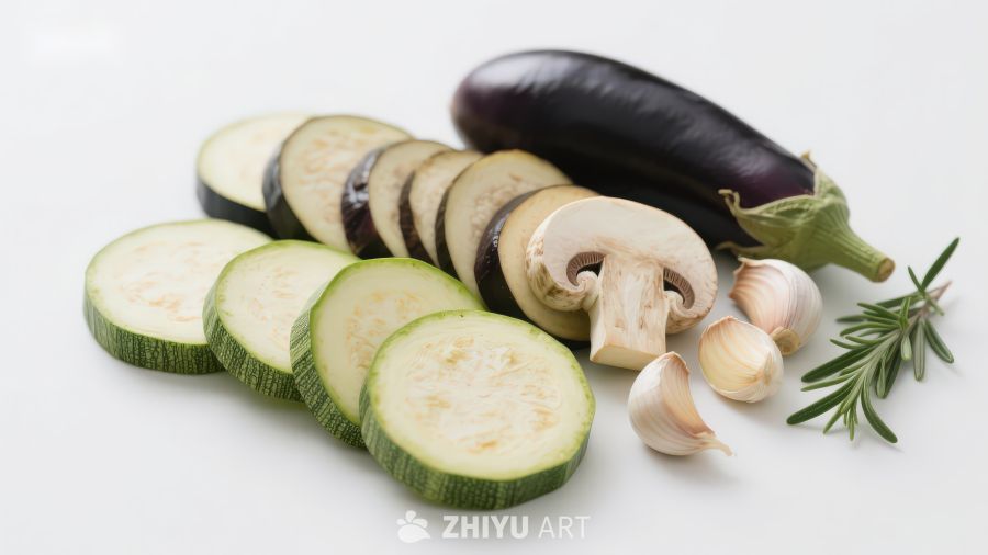 切片蔬菜与香料静物