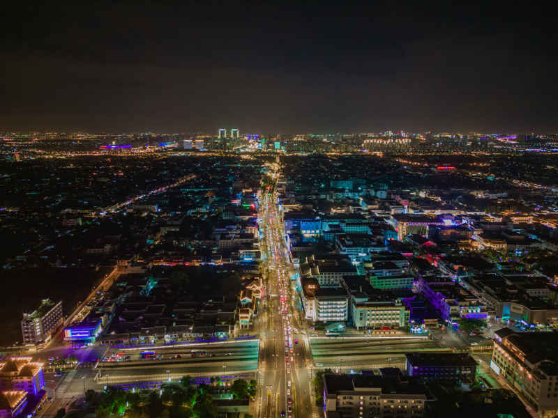 航拍 江苏 苏州 城市 夜景