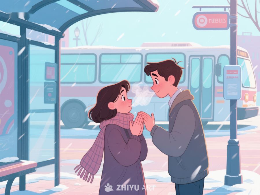 冬日公交站的温暖瞬间 103