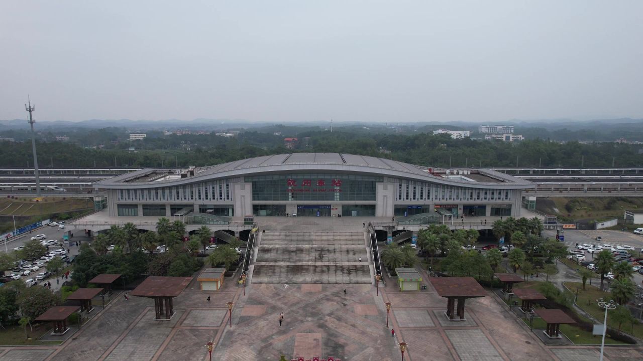 广西钦州火车站钦州东站航拍