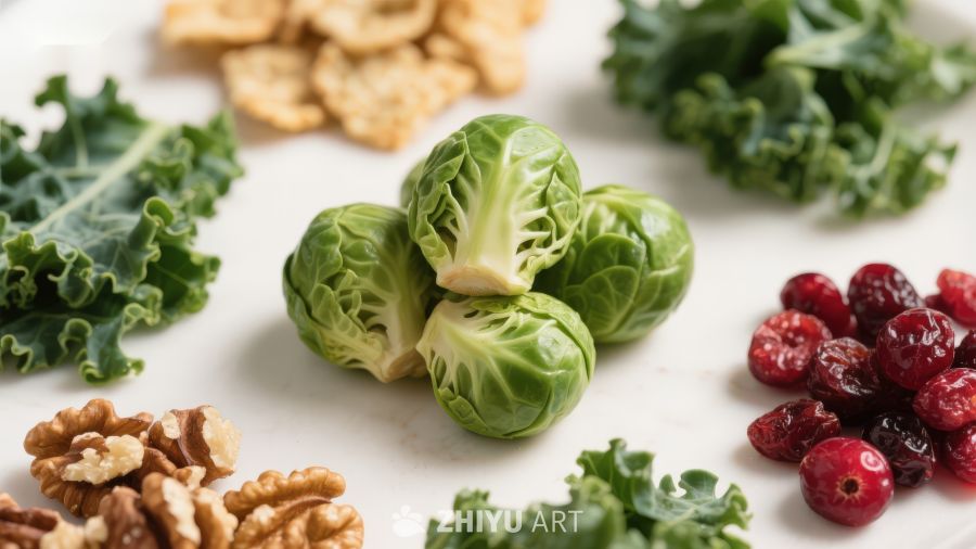 新鲜蔬菜与坚果的组合
