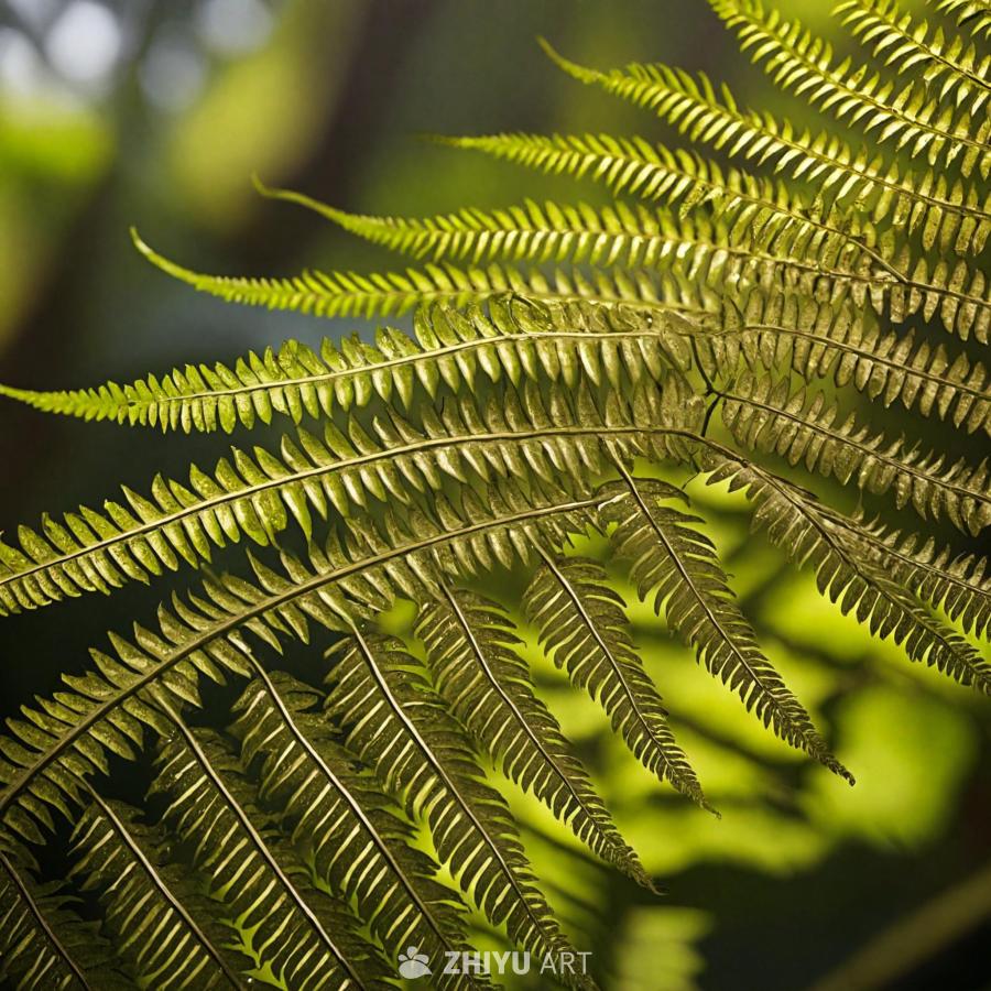 特写镜头下的蕨类植物，拍摄于新加坡植物园。蕨类植物