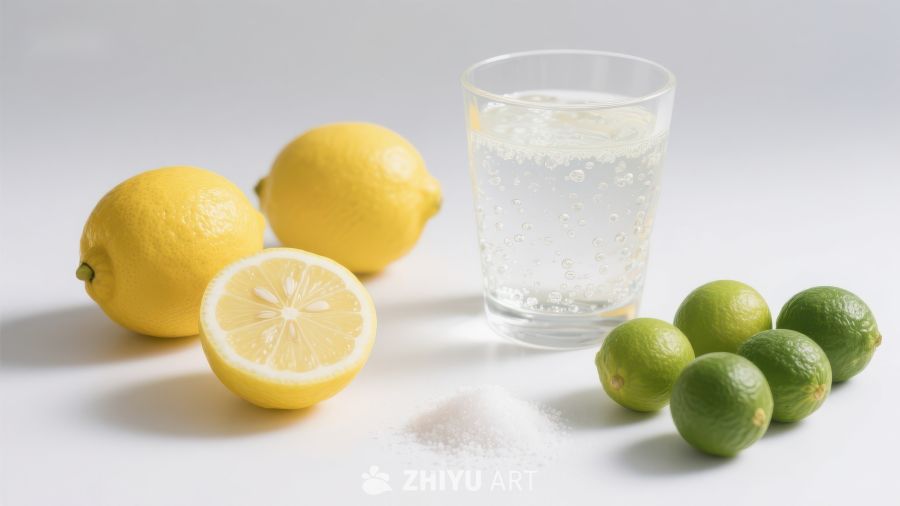 柠檬青柠与气泡水的清新组合