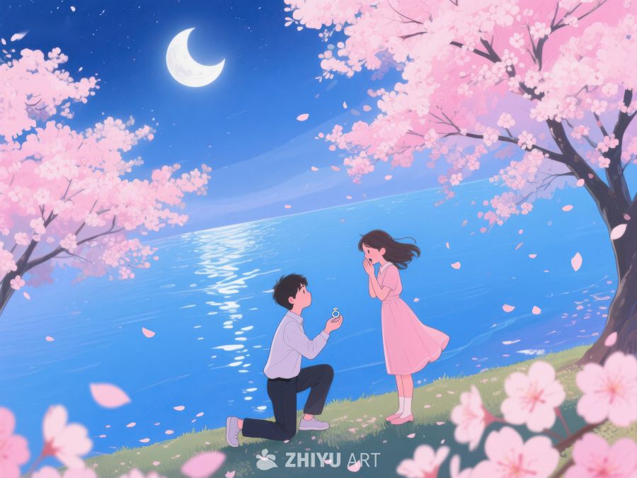 月下樱花树下的求婚场景 1126