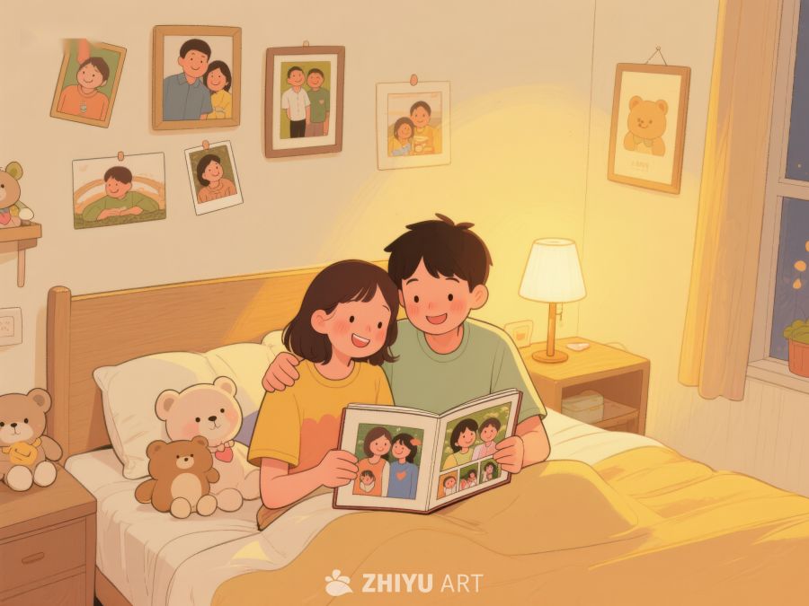 温馨夜晚，共阅家庭相册 880