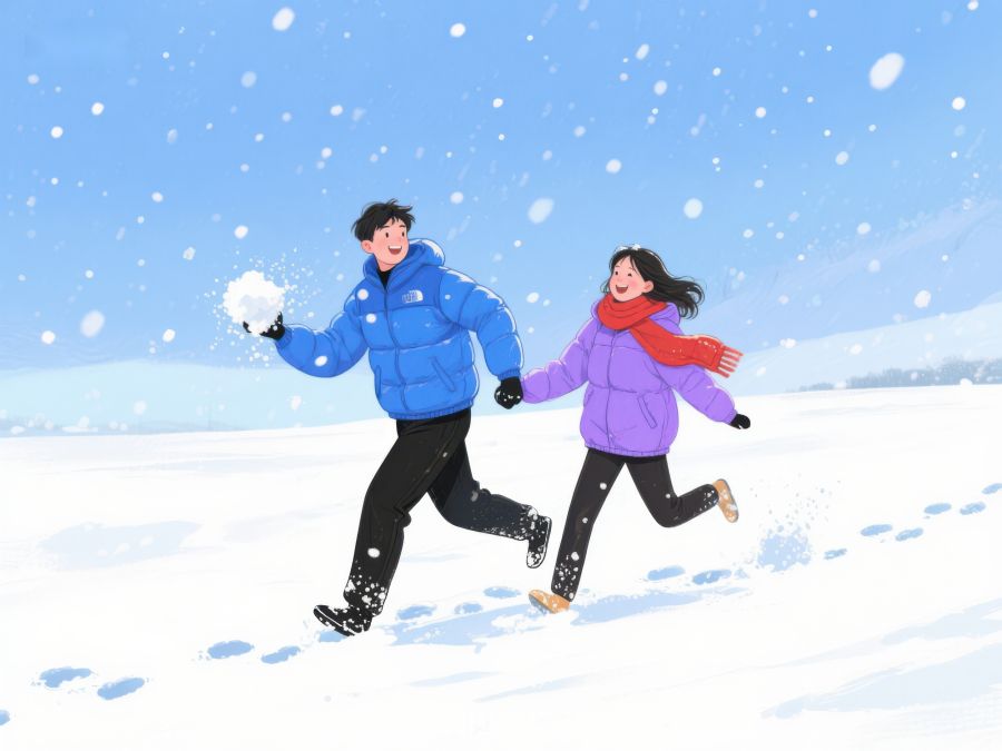 雪地嬉戏的两人 952