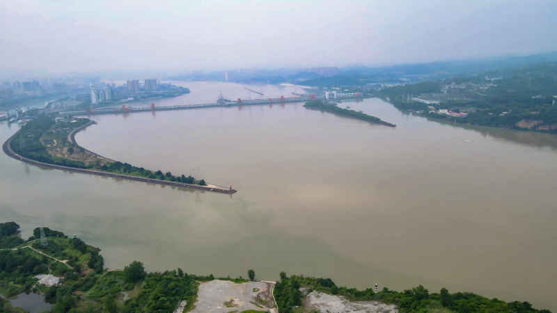 湖北宜昌城市风光航拍图 