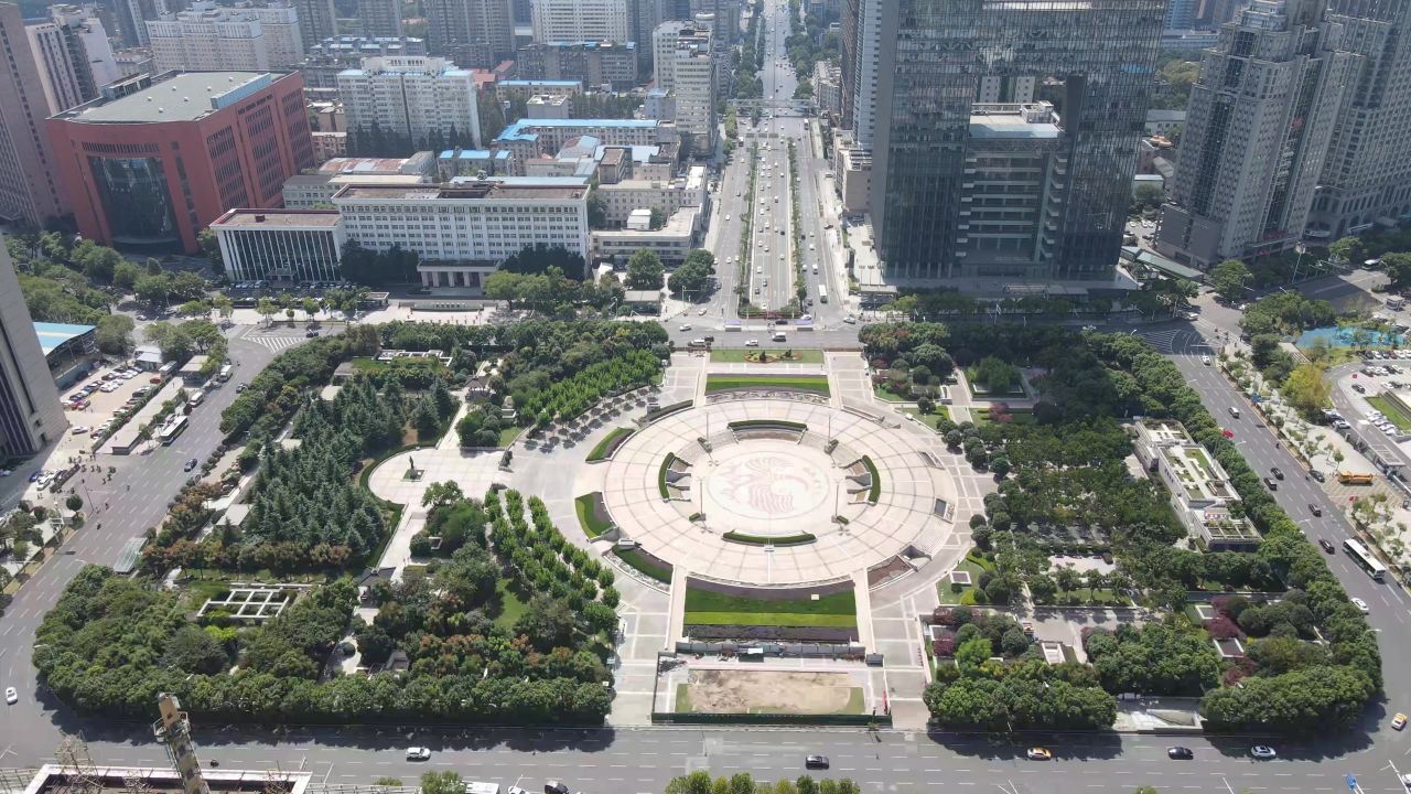  湖北武汉洪山广场航拍