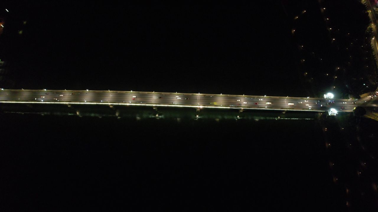 湖南湘潭城市夜景灯光交通航拍