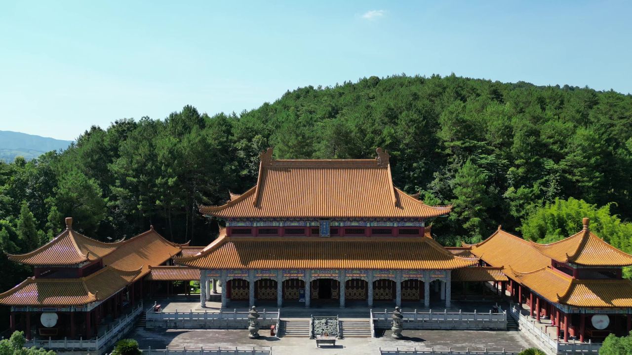 湖南株洲炎帝陵5A景区航拍 