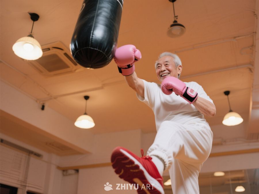 老人拳击训练，活力四射 445