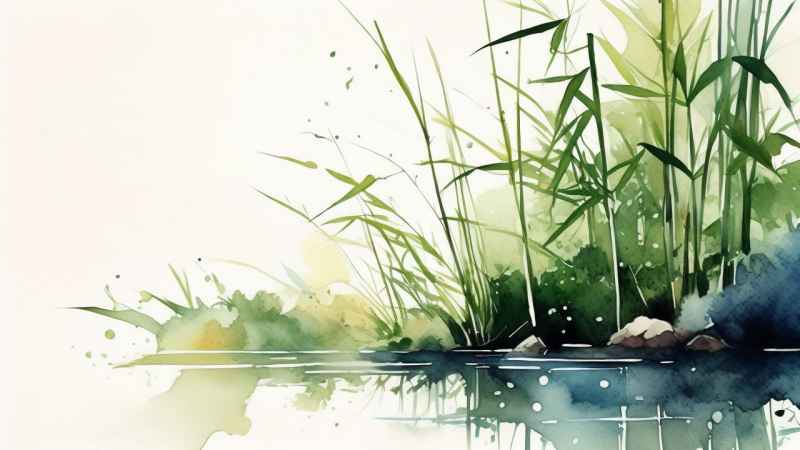 绿竹水墨插画背景图 47