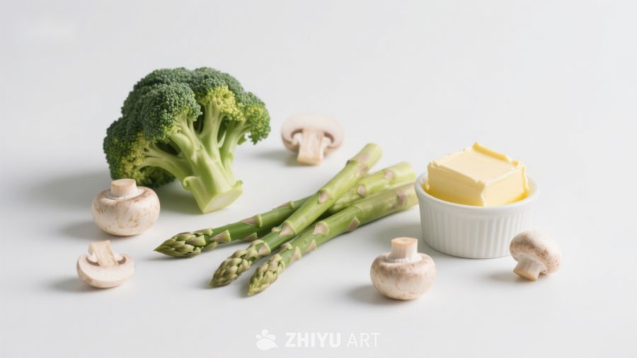 新鲜蔬菜与黄油静物