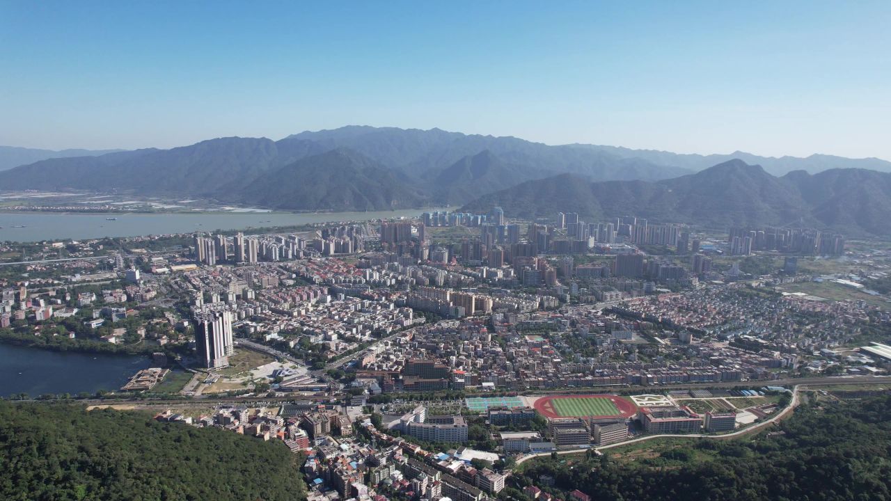 广东肇庆城市风光航拍 