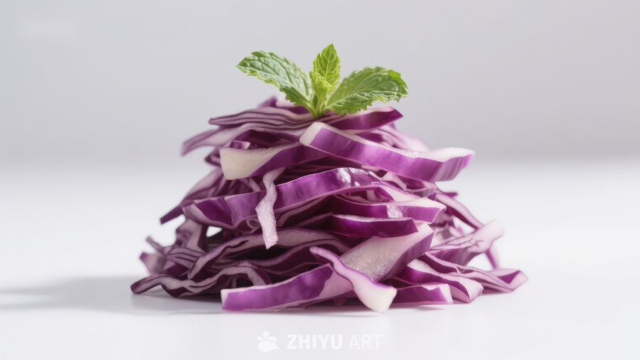 紫甘蓝切片堆叠特写