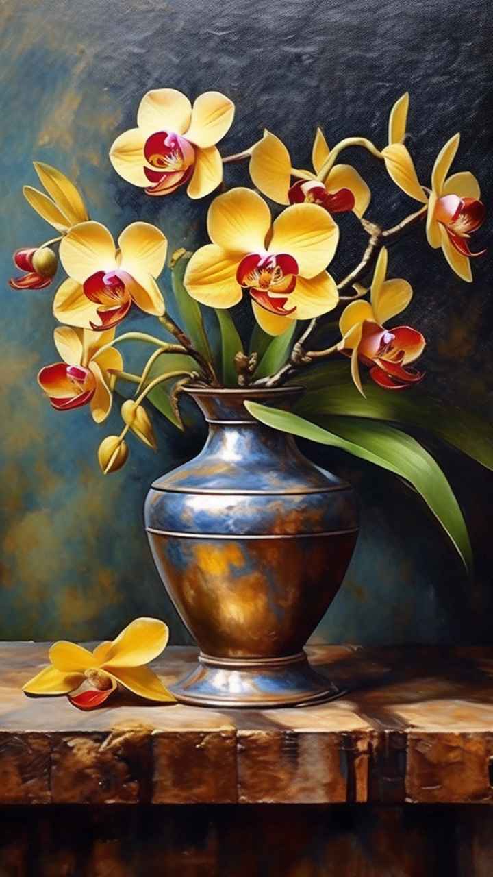 黄色兰花插画 19