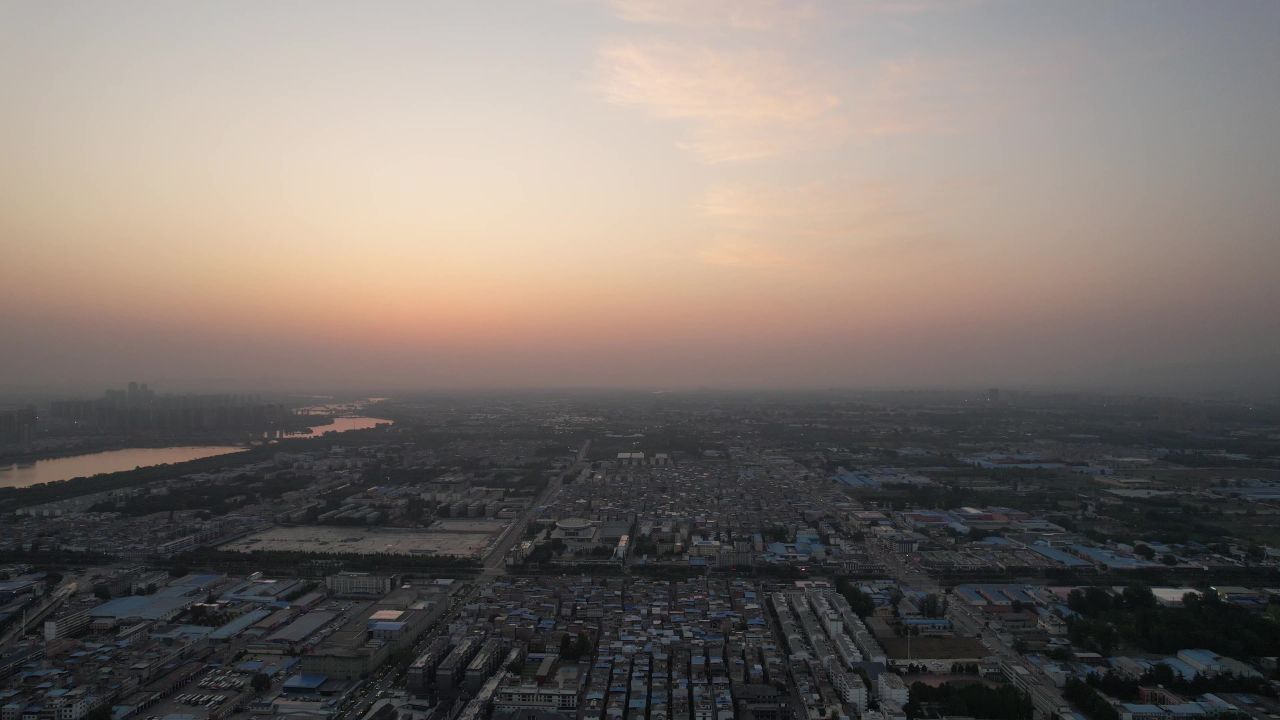 航拍河南洛阳城市日出