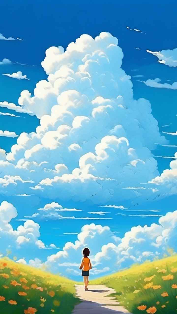 可爱蓝天白云插画 28