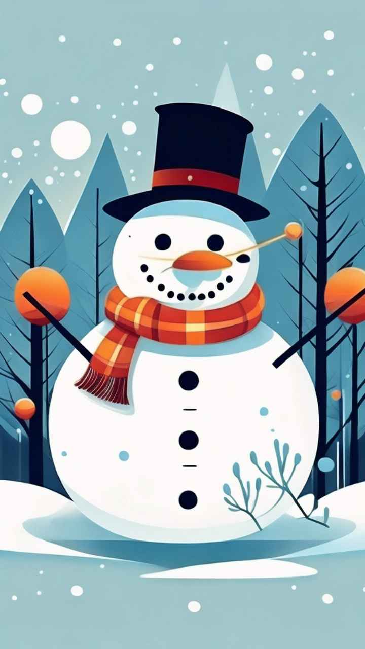 冬季插画雪人堆 57