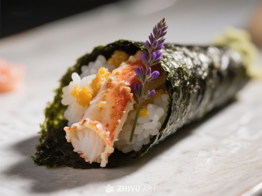 紫苏点缀的海苔饭团 303