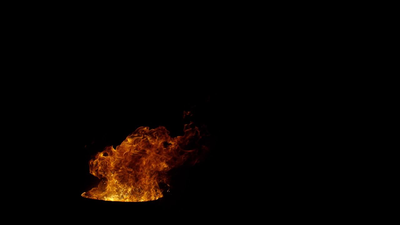 地面水面火焰燃烧喷发4K特效合成视频素材