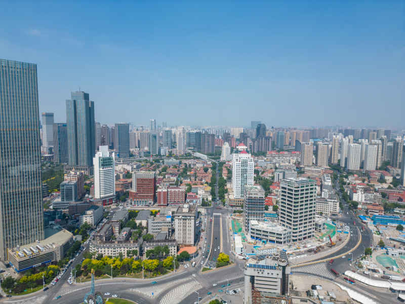 航拍天津城市交通大道