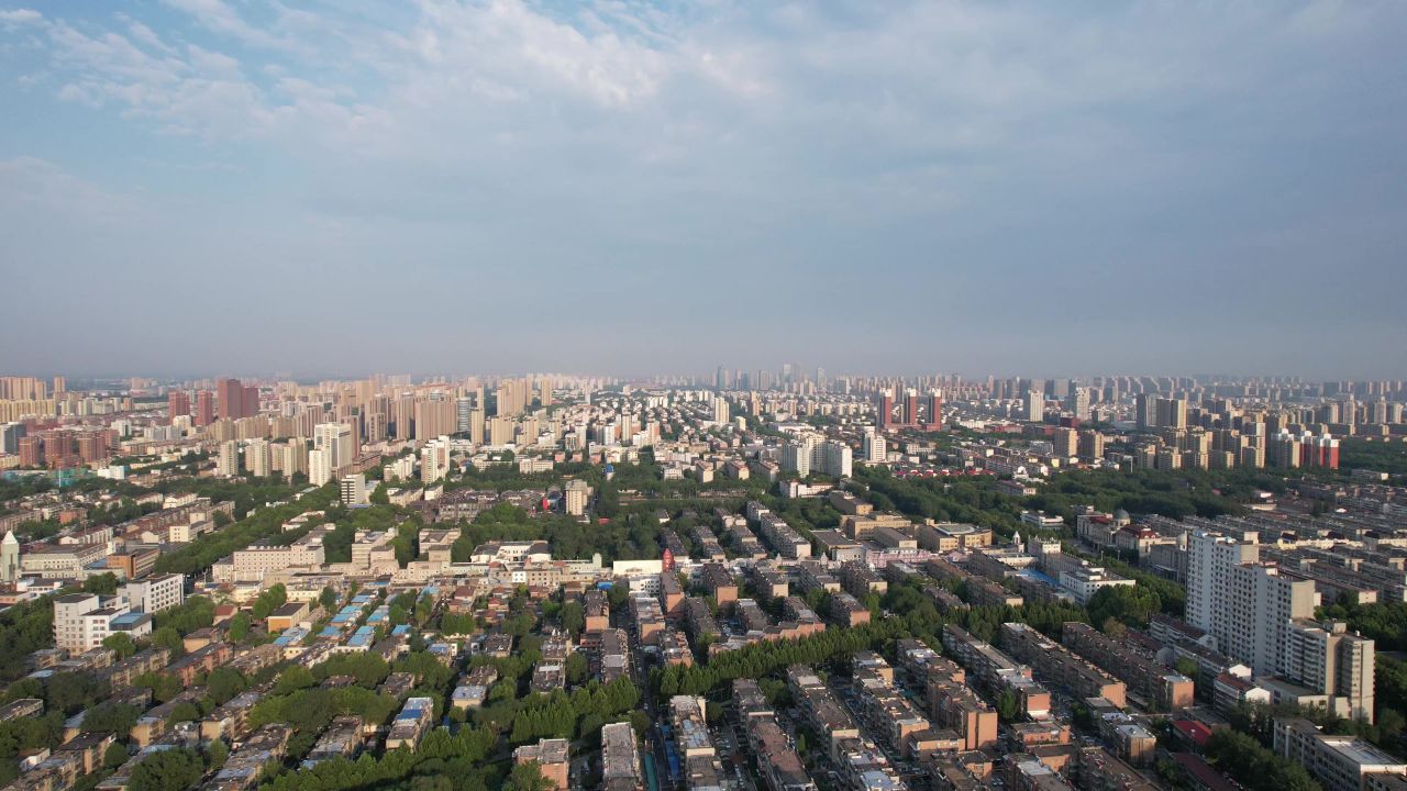山东淄博城市建设航拍  