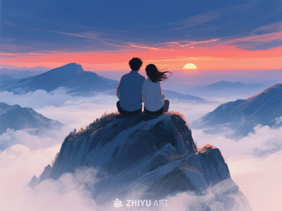 山顶观日，情侣共赏 627