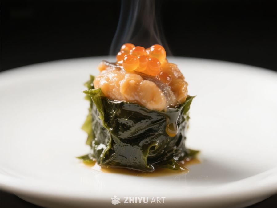 海苔包裹虾仁配鱼子酱