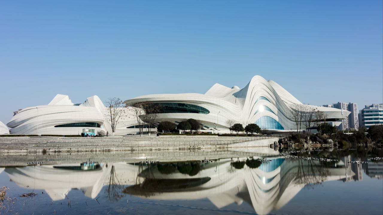 湖南长沙梅溪湖艺术中心大范围移动延时