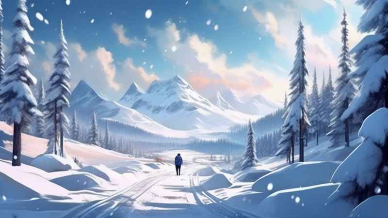 冬季背景图插画雪山雪景 130