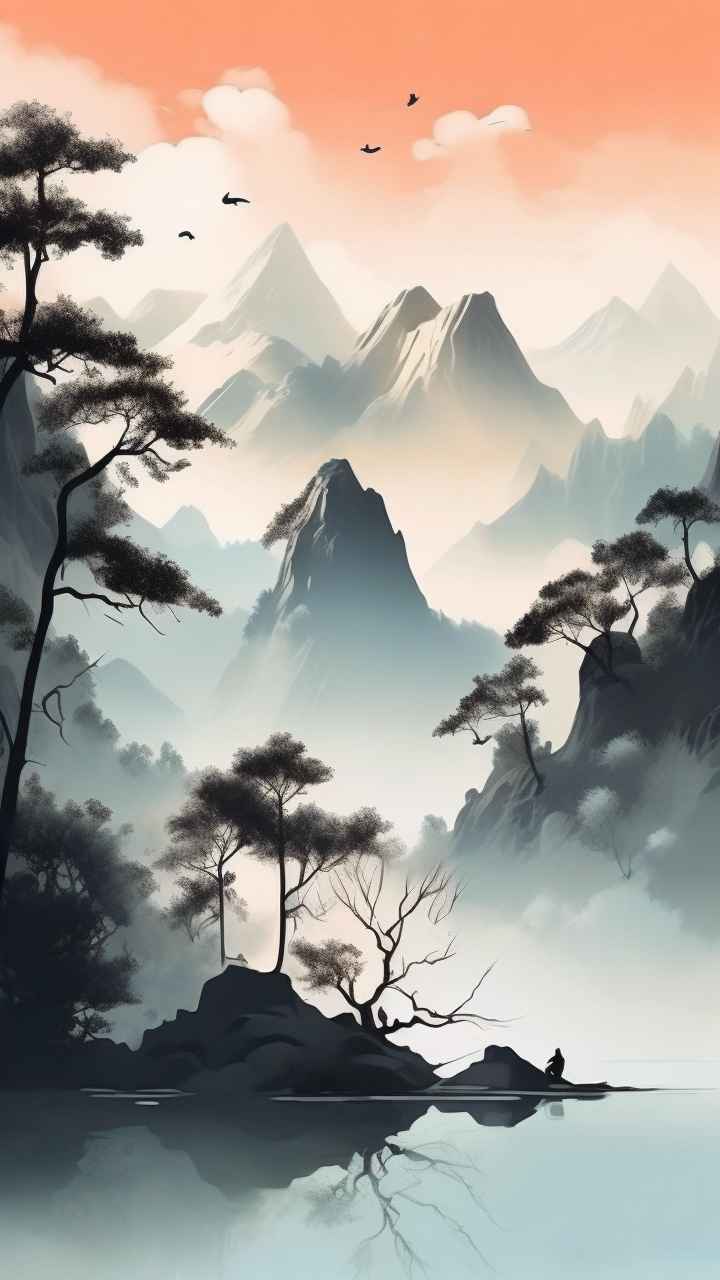 国风山水画背景插画 50
