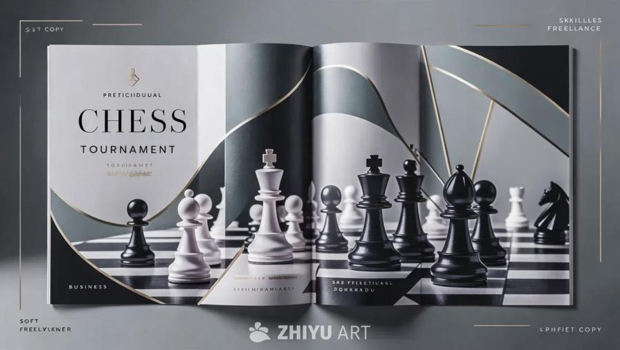 一本打开的小册子，左侧页面显示着“CHESS TO