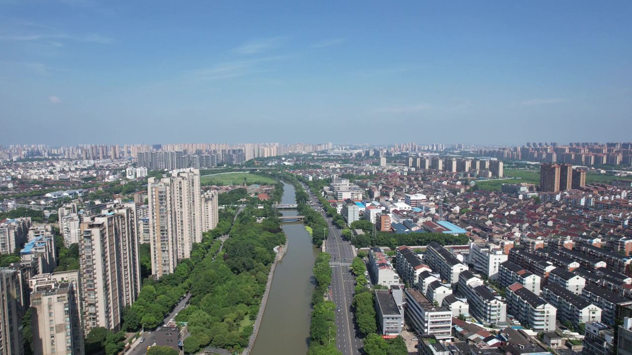 江苏常州城市风光地标建筑航拍 
