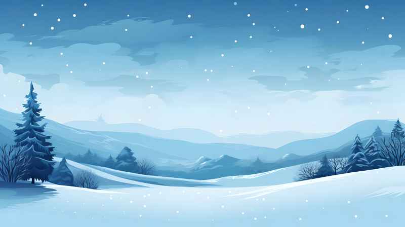 冬季唯美雪景创业插画 87