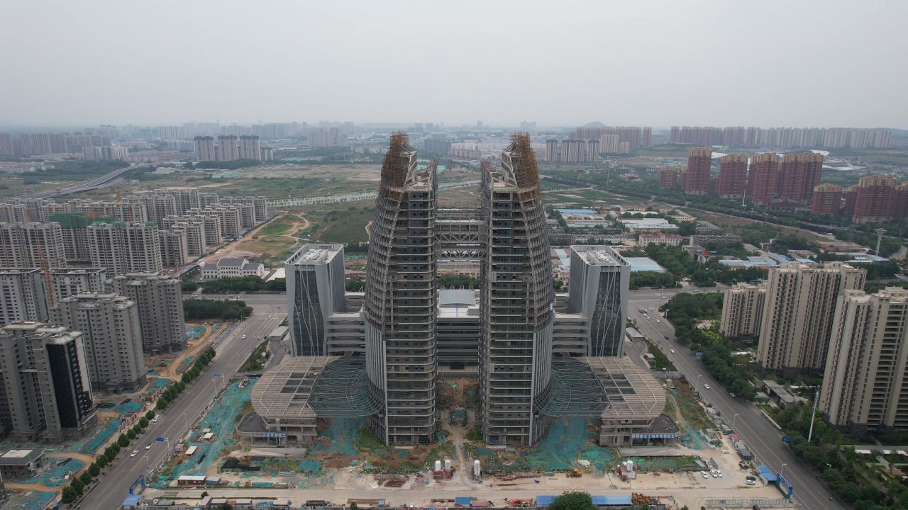 山东泰安城市风光航拍 