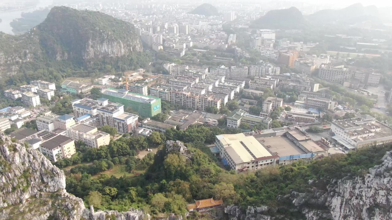 广西桂林城市山水风光航拍 