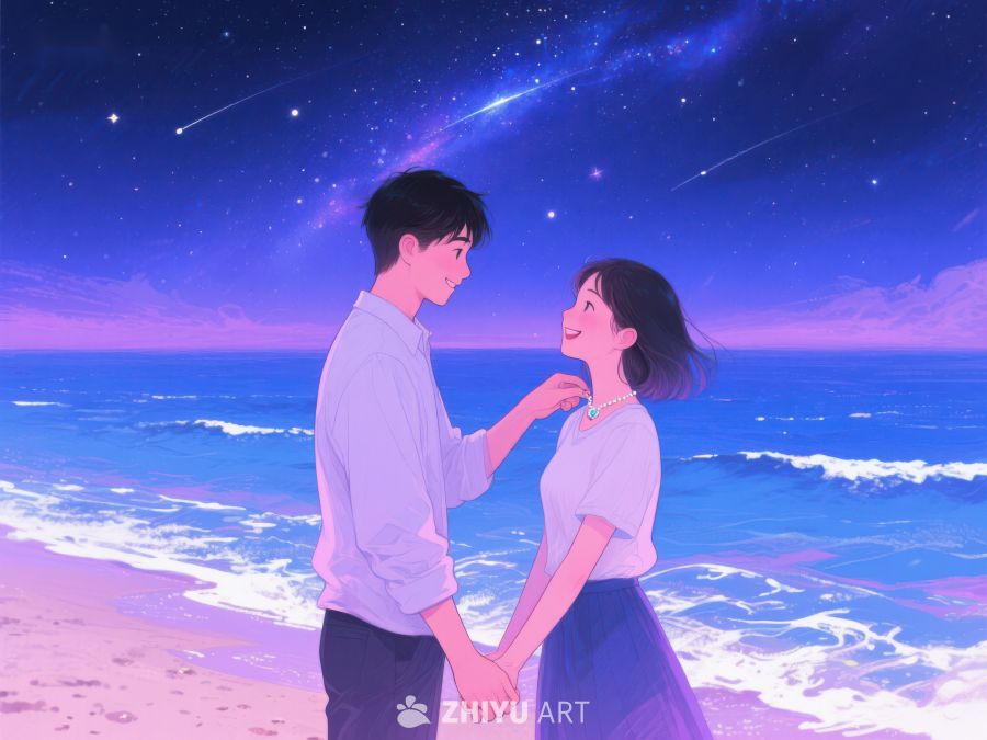 星空下的海边情侣 862