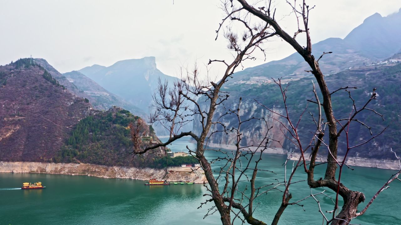 重庆市奉节县瞿塘峡夔门白帝城实拍航拍视频