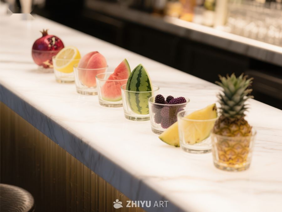 新鲜水果与饮料的优雅展示 649
