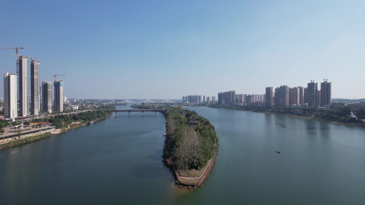 湖南衡阳石鼓书院历史文化古建筑航拍 